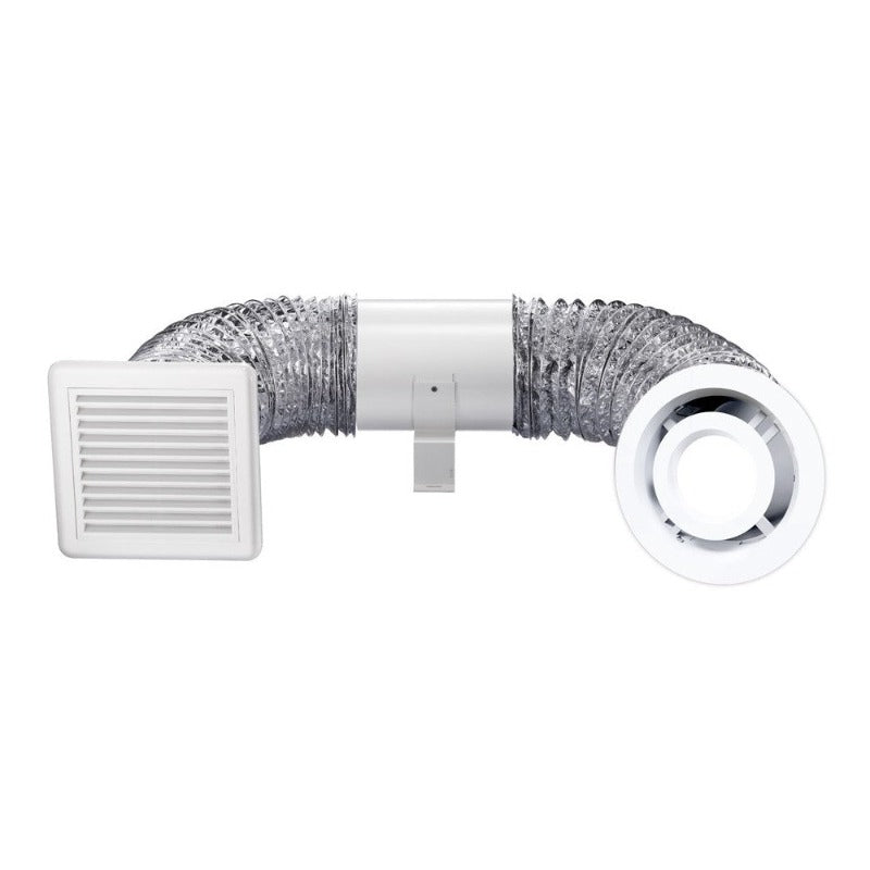 Ventair Shower Light & Exhaust Kit - 150mm Inline Exhaust Fan & Ducting Kit with White 10 watt LED Light Fascia
